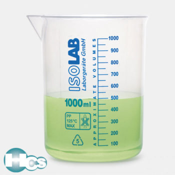 Isolab Polypropylene low form beaker with blue printed scale